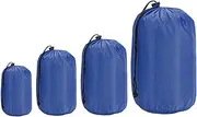 uxcell Stuff Sack 4x8/5x10/7x13/9x17, 4 Pcs Waterproof Outdoor Storage Sack Portable Drawstring Dust Flap Bag Sleeping Bag for Camping Hiking Backpacking, Navy Blue