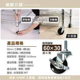 【KIWISH 奇意生活館】鐵架配件50MM工業輪 含2活動2剎車(鐵架配件/波浪架/貨架)