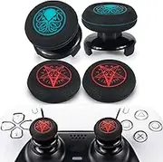 Playrealm FPS Thumbstick Extender x 2 & Printing Rubber Silicone Grip Cover x 4 for PS5 Dualsenese & PS4 Controller (Cthulhu Abyss Blue&Demon Circle)