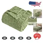 Cozy Lightweight Heart Checkered Throw Blanket, King Size 90"x108" - Sage Green