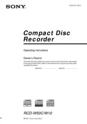 Sony RCD-W10 CD Recorder Owners Manual