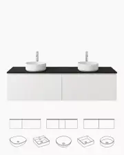 Modular White Vanity 1800 Wall Mounted Finger Pull Door Soft Close Drawer