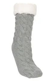 Borg Womens Long Slipper Socks