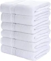 Utopia Towels 100% Cotton White Gym Towels Set (6 Pack) Lightweight High Absorbency, Multipurpose, Quick Drying, Pool Gym Towels Set