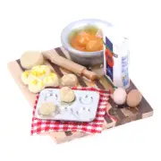 1:12 Dollhouse Miniature Kitchen Food Eggs Milk Bread on Board Dollhouse DeX CR