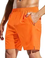 [Haimont] Men's 7 Inch Athletic Running Shorts Dry Fit Lightweight Workout Shorts with Zipper Pockets No Liner, Quick Dry