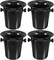 PACKOVE 4-Pack Wine Tasting Spittoons, Round Double-Handled Wine Dump Buckets, Western-Style Ice Buckets for Parties (Black)