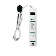 Go Green Power Power 3' Surge Protector 3 Outlet White GG-13103USB