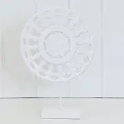 White Floral Mandala On Stand
