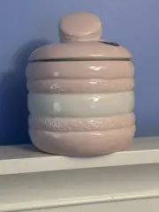 NEW Pastel Pink Macaroon Cookie Ceramic Cookie / Sugar Jar Kitchen Canister