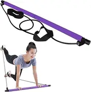 Pilates Bar Kit with Resistance Bands, at Home Workout Equipment Resistance Bands with Bar Pilates Kit Multifunctional Pilates Bar for Women & Men Gym Pilates Yoga Fitness(Purple)