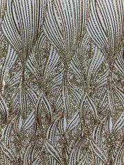 FINS - Design Sequins Embroider 4 Way Stretch Mesh Fabric By Yard