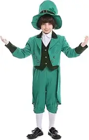 Seasons Boys St. Patrick's Day Costume Green Leprechaun Costume Suit Victorian Tailcoat Jacket