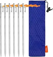 TITO High Strength Titanium alloy tent stakes Tent pegs nail pegs for canopy camping tent (Pack of 6pcs, 8×400mm)