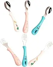 WHAMVOX 3-Piece Set Cartoon Toddler Fork Spoon Set Baby Training Utensils Safe for Boys and Girls