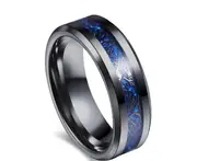 Carofeez Charm Ring Stainless Steel Black Ring Blue Zircon Ring Sets Valentineands Day Wedding Bands - 6 Male Ring