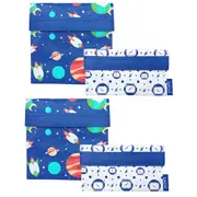 4pc Sachi Reusable Sandwich/Snack Lunch Travel Pouch/Pocket/Bag Outer Space Set