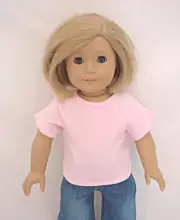 Pink Short Sleeve T Shirt Hook & Loop Close Fits 18" American Girl Dolls