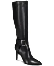 AAJ By Aminah Women's Ayida Pointed-Toe Buckled Tall Boots | Black | 8.5M