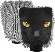 XYMZR Portrait Cat Cool Absorbent Microfiber Car Wash Mitt, Funny Cute Anime Scratch Free for Cars Cleaning, Home Cleaning Mitts, 2 Pack, 10.24” L x 7.09” W