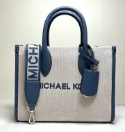 Michael Kors Mirella Small Blue Denim Canvas Shopper TZ Crossbody Satchel Bag
