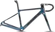 Carbon Road Bike Frameset 700c Disc Brake Bike Frame Full Internal Routing Discoloration Frame Set 45/48/51/54CM Thru Axle 100/142mm (Color : Black, Size : 45CM)