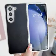 For Samsung Galaxy Z Fold4 5G Shiny Leather Phone Case With Metallic Finish