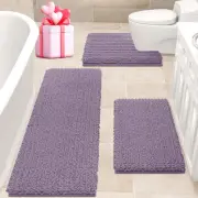 Upgrade Extra Large Lavender Bathroom Rug Set 3 Pieces Ultra Soft, Thick Abso...