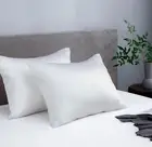 Pure Mulberry Silk Pillowcases Set of 2, Standard Size Silk Pillow Cases, White