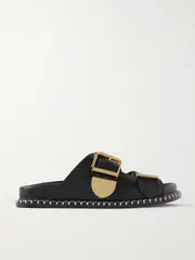 [Chloé] Chloé - + Net Sustain Rebecca Whipstiched Leather Slides - Black - IT39 IT 39 Black