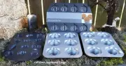 CRATE & BARREL PUMPKIN PIE PAN, CUPCAKE PANS AND HALLOWEEN COOKIE SHEET - NEW