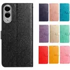 For Samsung S25 S24FE S24 S23 S22 S21 S20 Daisy Pattern Wallet Case Phone Cover