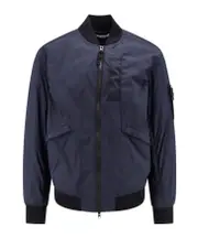 Stone Island Logo Patch Zip-Up Bomber Jacket XL,L blue