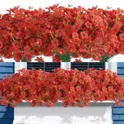 16PCS Artificial Flowers for Outdoors, UV Resistant Fake Flowers No 16pcs Red