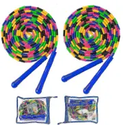 Double Dutch Jump Rope 16ft 2-Pack - Adjustable Length Soft Beaded Skipping Rope for Kids & Adults, Group Activities