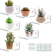 6 Pack Small Acrylic Wall Shelves Mini Floating Display Ledges for Plant Photo