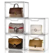 5 Pack Stage ganizer Closet Purse Clear Acrylic Display Case Hbag Box Magnetic
