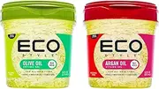 Eco Style Hair Styling Gel Set, 1 x Olive Oil 473 ml, 1 x Argan Oil 473 ml, Hydrate and Style (Pack of 1)