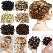 FIRSTLIKE Short Messy Curly Dish Hair Bun Extension Easy Stretch hair Combs Clip in Ponytail Extension Scrunchie Chignon Tray Ponytail Hair piece Wig Hairpieces