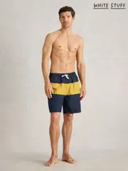 White Stuff Blue Colourblock Volley Swim Shorts (H27438) | $90