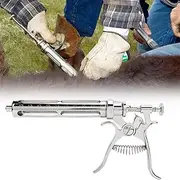 Livestock Injector Syringe Gun, Stainless Steel Semi automatic Adjustable Syringe, Continuous Veterinary Injection tool for Animal Cattle Goat Pig Cow, Iml 2ml 3ml 4ml 5 ml 5 gears