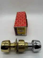 Vintage YALE Door Knob BR5302 - BRASS / CHROME Passage Lock Set - NEW Brandywine