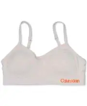 Calvin Klein Seamless Crop Bra Girls S (6/6X) Icon Logo Pink Adjustable Straps