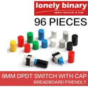 LONELY BINARY 8mm DPDT Push Button Switch and Cap Arduino Raspberry PI ESP32