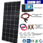 300W SOLAR PANEL KIT 12V BATTERY CHARGER REGULATOR CABLE CONNECTOR Z BRACKET