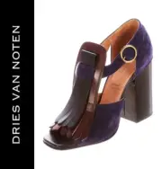 Dries Van Noten Kiltie Purple Suede / Brown Leather Pumps US 6.5 -7 /IT 37 $570