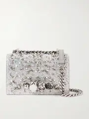 [MCQUEEN] MCQUEEN - Jewelled Satchel Crystal-embellished Studded Suede Shoulder Bag - Silver - One size One size Silver