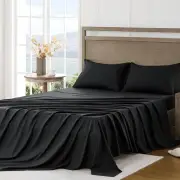 Bed Sheets - Ultra Soft Sheets for Bed - Brushed Microfiber - Twin 02 - Black