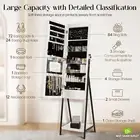 LED Mirror Jewellery Cabinet Storage Shelf Organiser Lockable Free Standing
