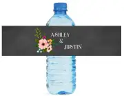 100 Chalkboard Floral Wedding Birthday Party Water Bottle Labels 8"x2"